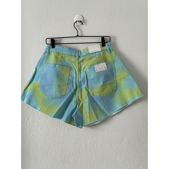 We wore what Tie Dye Flare Bell Shorts Size 29 Teal Lime Green - Picture 5 of 9